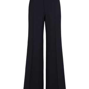 Straight Leg Trouser with Side Panel in Wool Twill