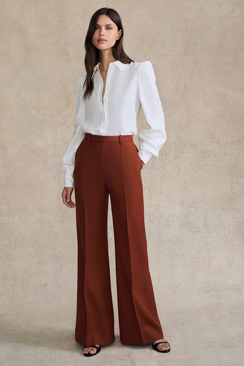 Flared Leg Trouser in Wool Twill - Image 3