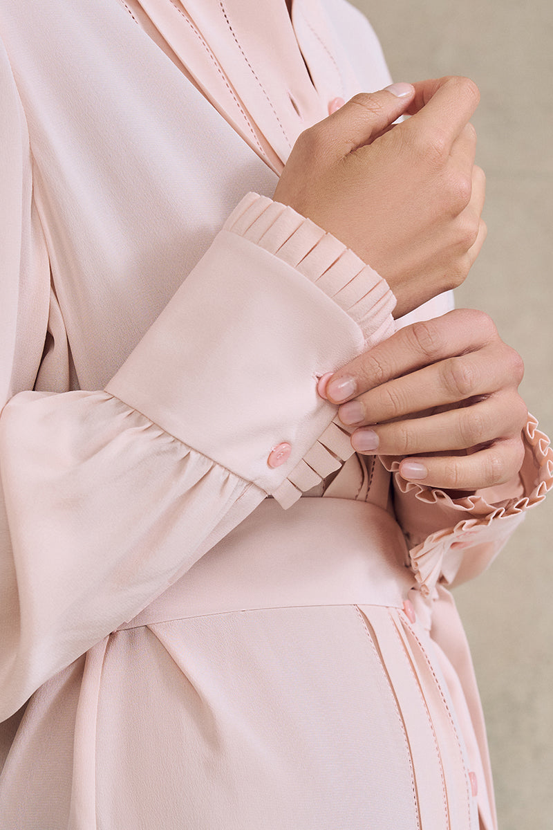 Pleat Front Shirtdress in Silk - Image 5