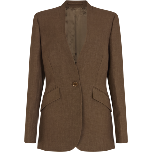 Collarless Single Breasted Jacket in Linen