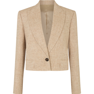 Cropped Single Breasted Jacket in Wool Silk
