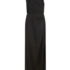 Asymmetrical Draped Gown in Crepe Backed Satin