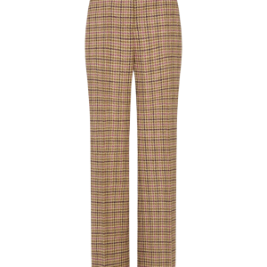 Straight Leg Trouser in Pink & Brown Houndstooth
