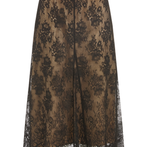 Midi A Line Godet Skirt In Lace