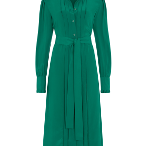Pleat Front Shirtdress in Silk