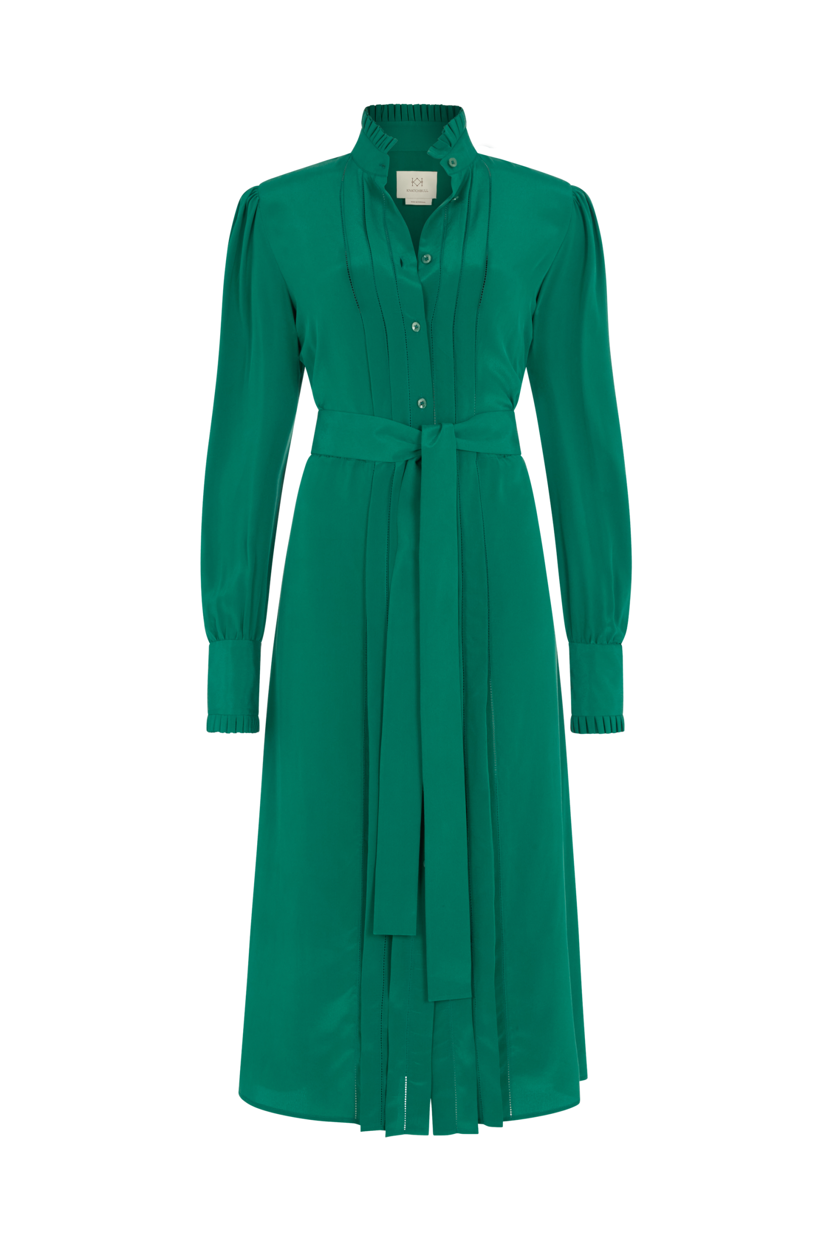 Pleat Front Shirtdress in Silk