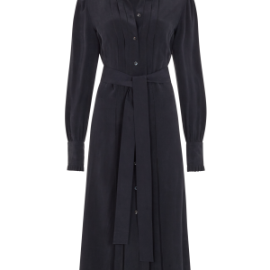 Pleat Front Shirtdress in Silk