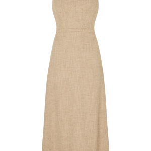 Bustier Midi Dress with Lace in Wool Silk