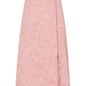 Pencil Skirt with Raw Edge in Silk Cotton