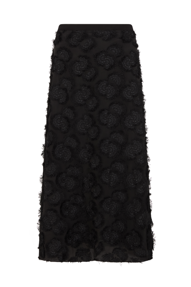 Midi Skirt with Embroidery in Silk