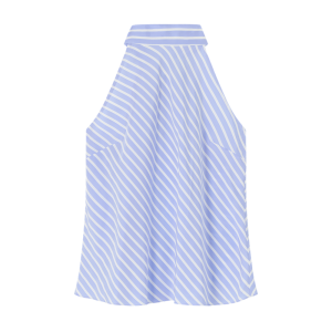 Sleeveless Top with Bow Halterneck in Silk Cotton