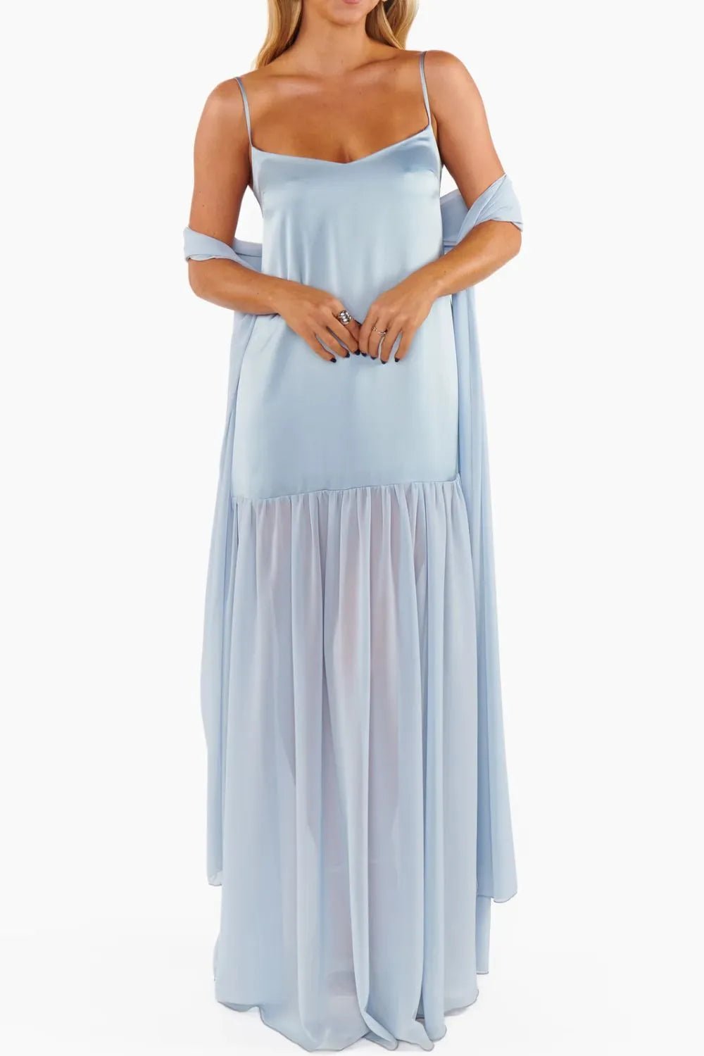 Maxi Cami Dress Women Adjustable Strap Sleeveless Summer Dress With Scarf ?? Kharites Shop - Image 4