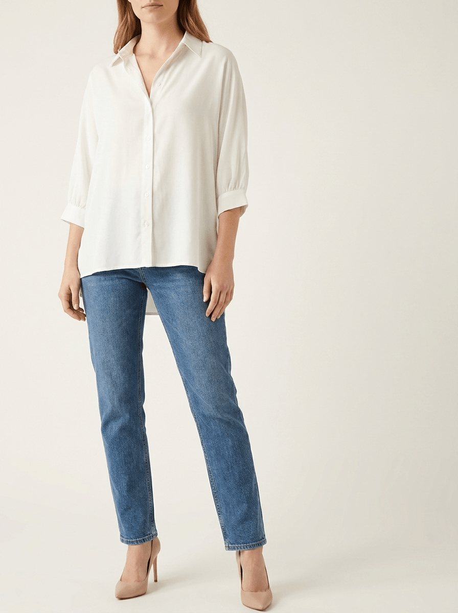 Collared Shirt Women Three Quarter Sleeve Button Down Casual Blouse ?? Kharites Shop - Image 3