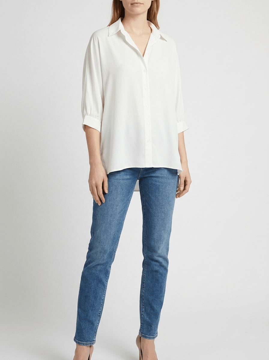 Collared Shirt Women Three Quarter Sleeve Button Down Casual Blouse ?? Kharites Shop