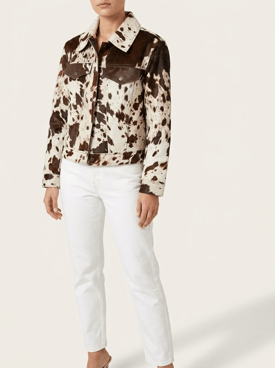 Cow Print Jacket Women Collared Button Up Western Shacket Lightweight ?? Kharites Shop - Image 3