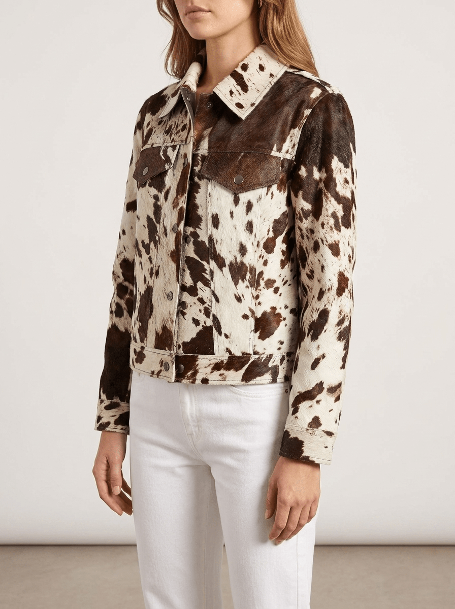 Cow Print Jacket Women Collared Button Up Western Shacket Lightweight ?? Kharites Shop - Image 2