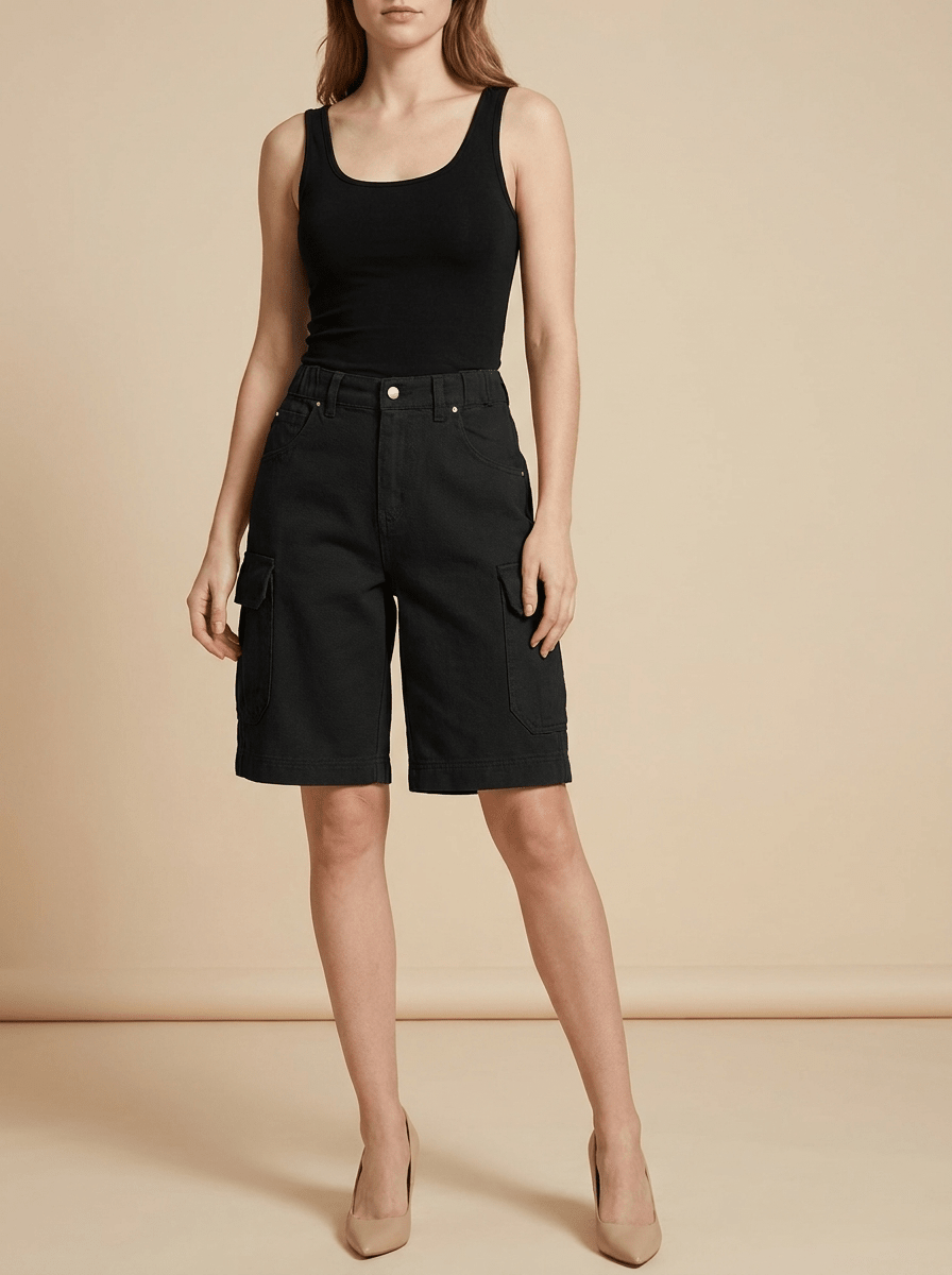 Denim Cargo Shorts Women High Waisted Casual Utility Shorts Pockets ?? Kharites Shop - Image 4