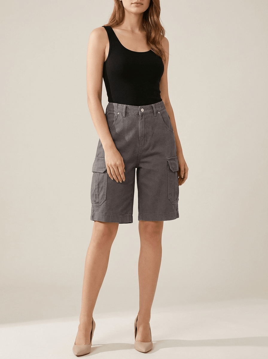 Denim Cargo Shorts Women High Waisted Casual Utility Shorts Pockets ?? Kharites Shop - Image 12