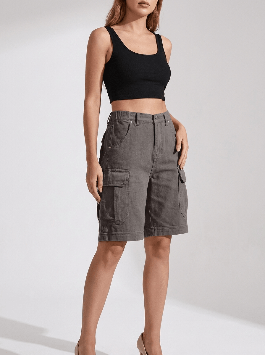 Denim Cargo Shorts Women High Waisted Casual Utility Shorts Pockets ?? Kharites Shop - Image 13