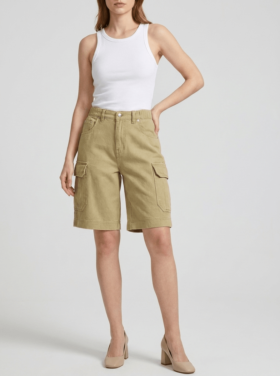 Denim Cargo Shorts Women High Waisted Casual Utility Shorts Pockets ?? Kharites Shop - Image 2
