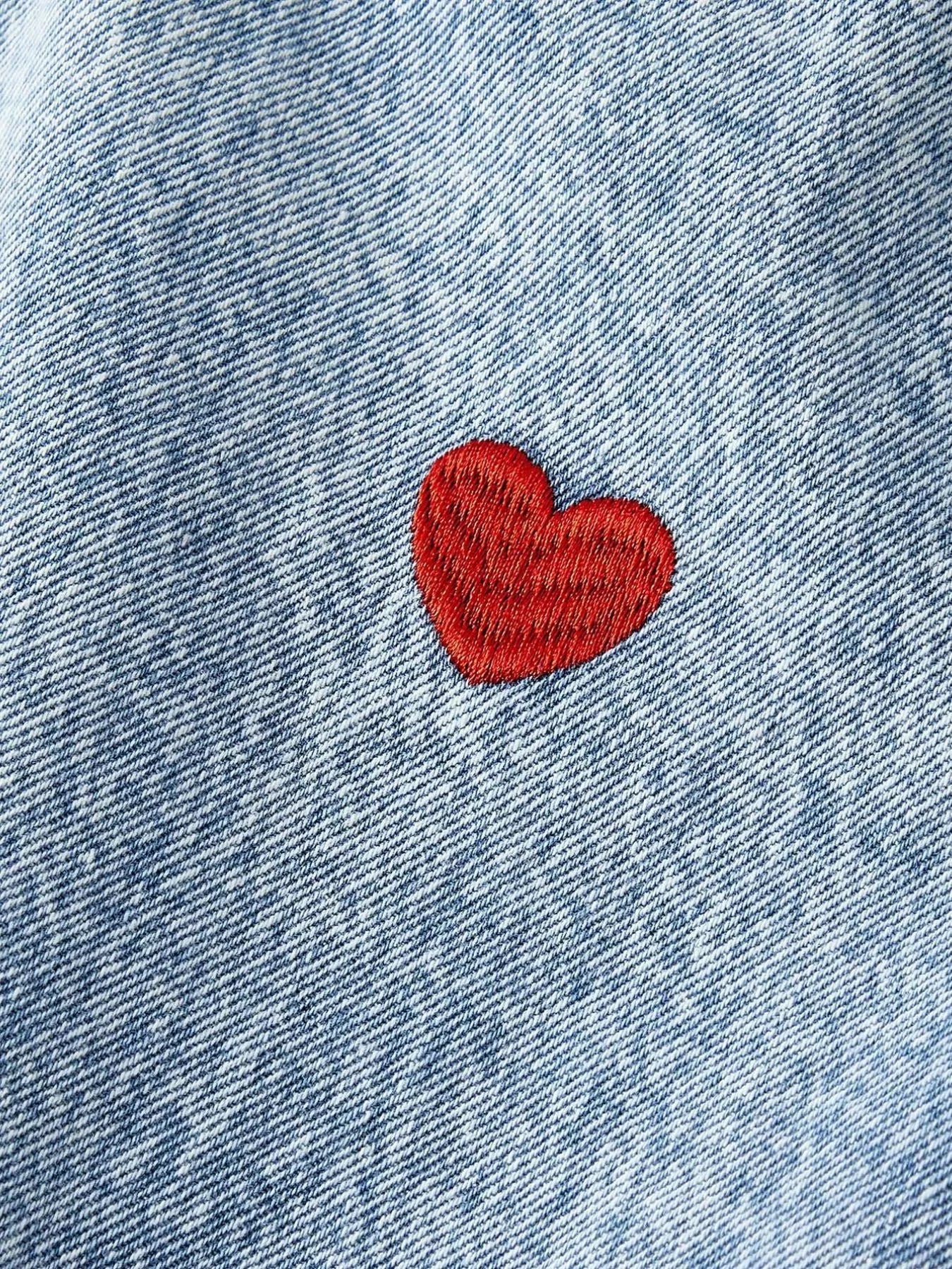 Wide Leg Jeans Women Embroidered Heart High Waisted Denim With Pockets ?? Kharites Shop - Image 8