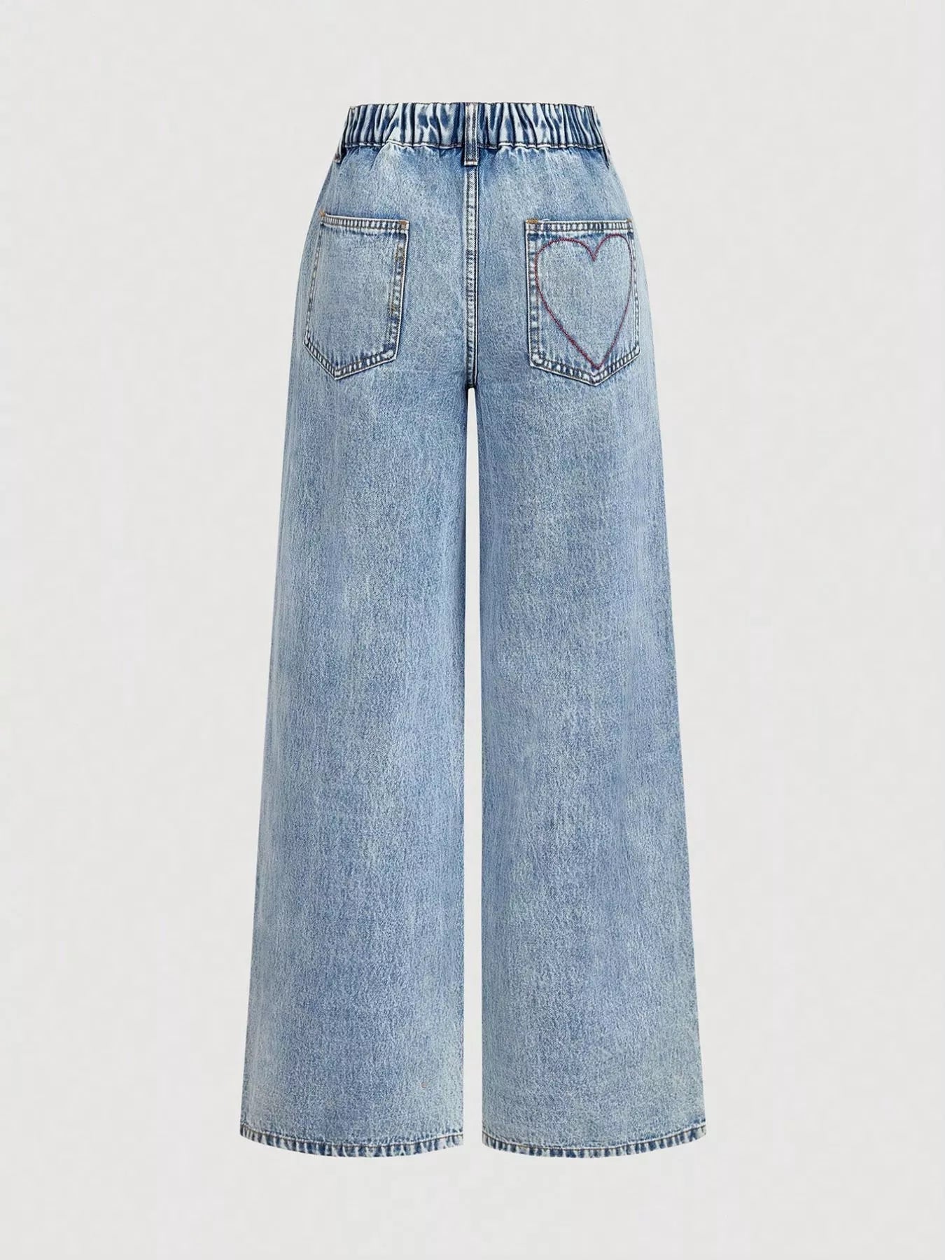 Wide Leg Jeans Women Embroidered Heart High Waisted Denim With Pockets ?? Kharites Shop - Image 6