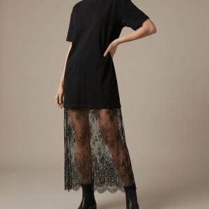 Floral Cotton T Shirt Dress Women Loose Short Sleeve Lace Trim ?? Kharites Shop
