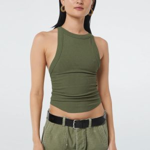 Ribbed Halter Crop Top Women Backless Sleeveless Cropped Cami ?? Kharites Shop