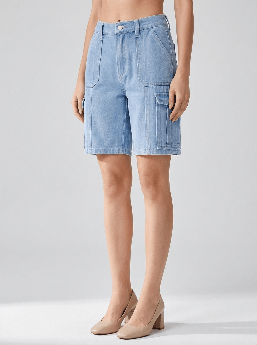 High Waisted Denim Shorts Women Washed Casual Summer Shorts Pockets ?? Kharites Shop - Image 2