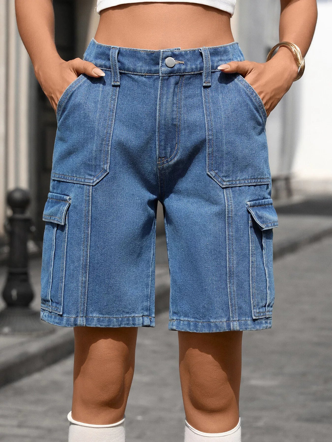 High Waisted Denim Shorts Women Washed Casual Summer Shorts Pockets ?? Kharites Shop - Image 10