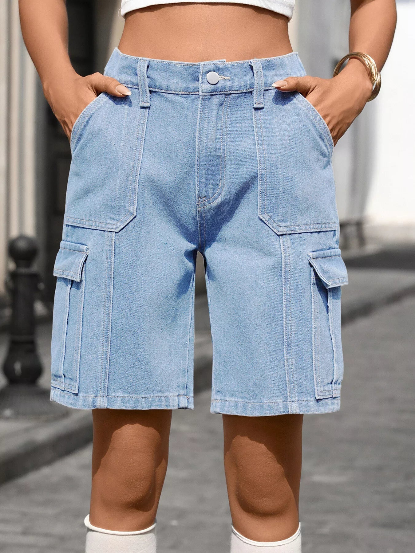 High Waisted Denim Shorts Women Washed Casual Summer Shorts Pockets ?? Kharites Shop - Image 5