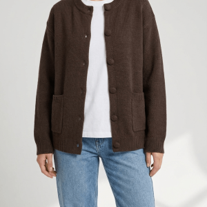 Knit Cardigan Women Crew Neck Button Up Ribbed Sweater With Pockets ?? Kharites Shop