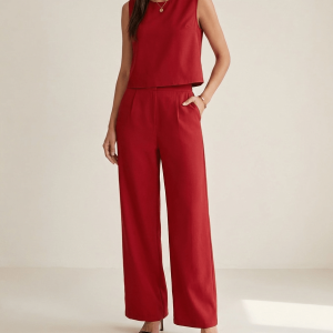 Matching Set Women Round Neck Top & Pants Two Piece With Pockets ?? Kharites Shop