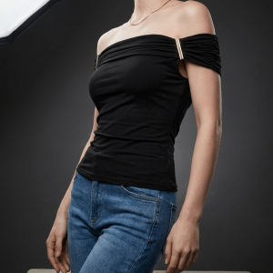 Off Shoulder Top Women Ruched Short Sleeve Fitted T Shirt ?? Kharites Shop