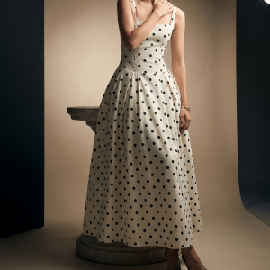 Polka Dot Square Neck Maxi Dress Women Side Slit Sleeveless ?? Kharites Shop