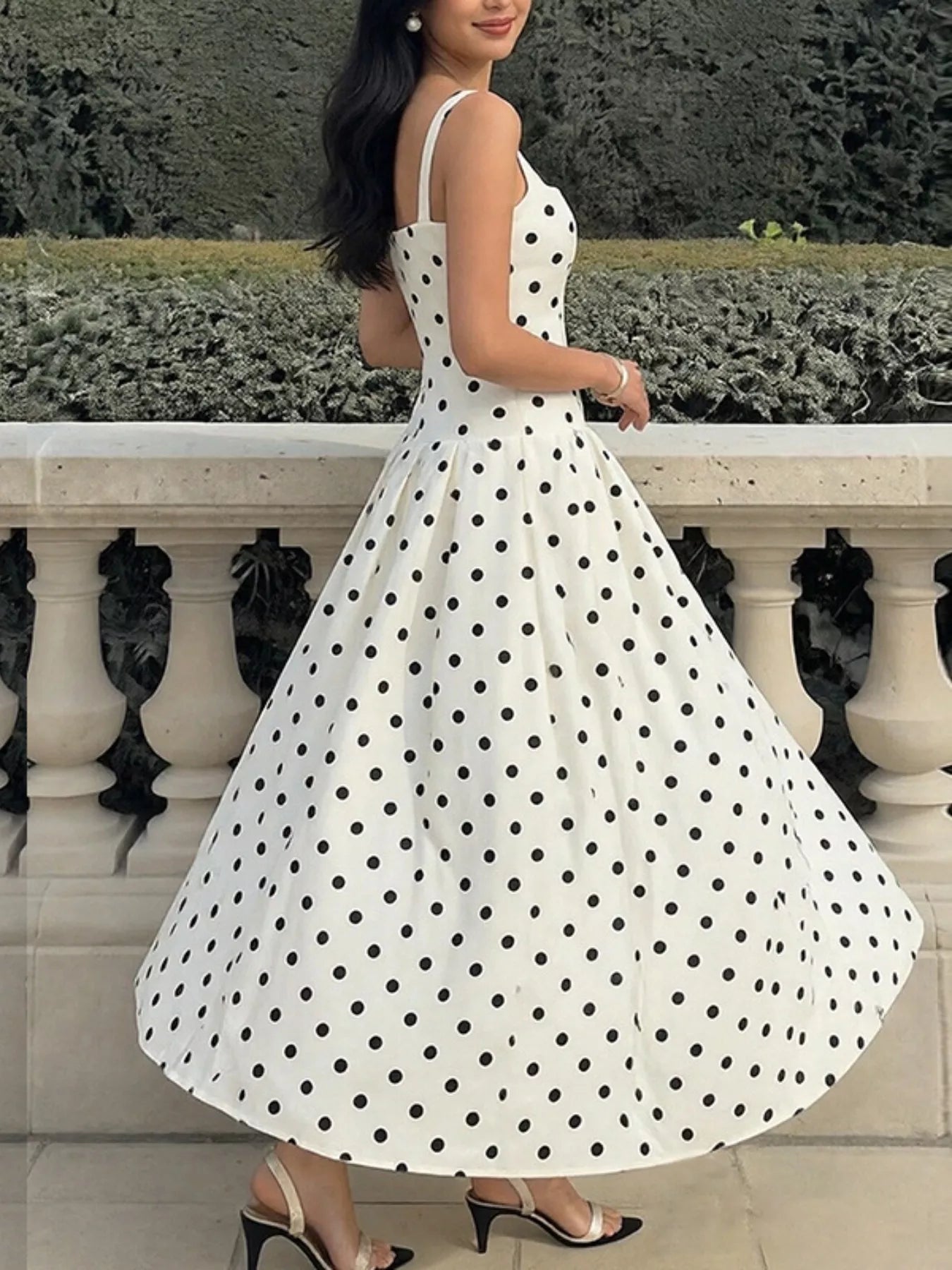 Polka Dot Square Neck Maxi Dress Women Side Slit Sleeveless ?? Kharites Shop - Image 7