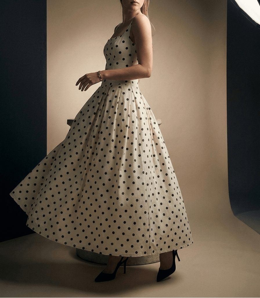 Polka Dot Square Neck Maxi Dress Women Side Slit Sleeveless ?? Kharites Shop - Image 3