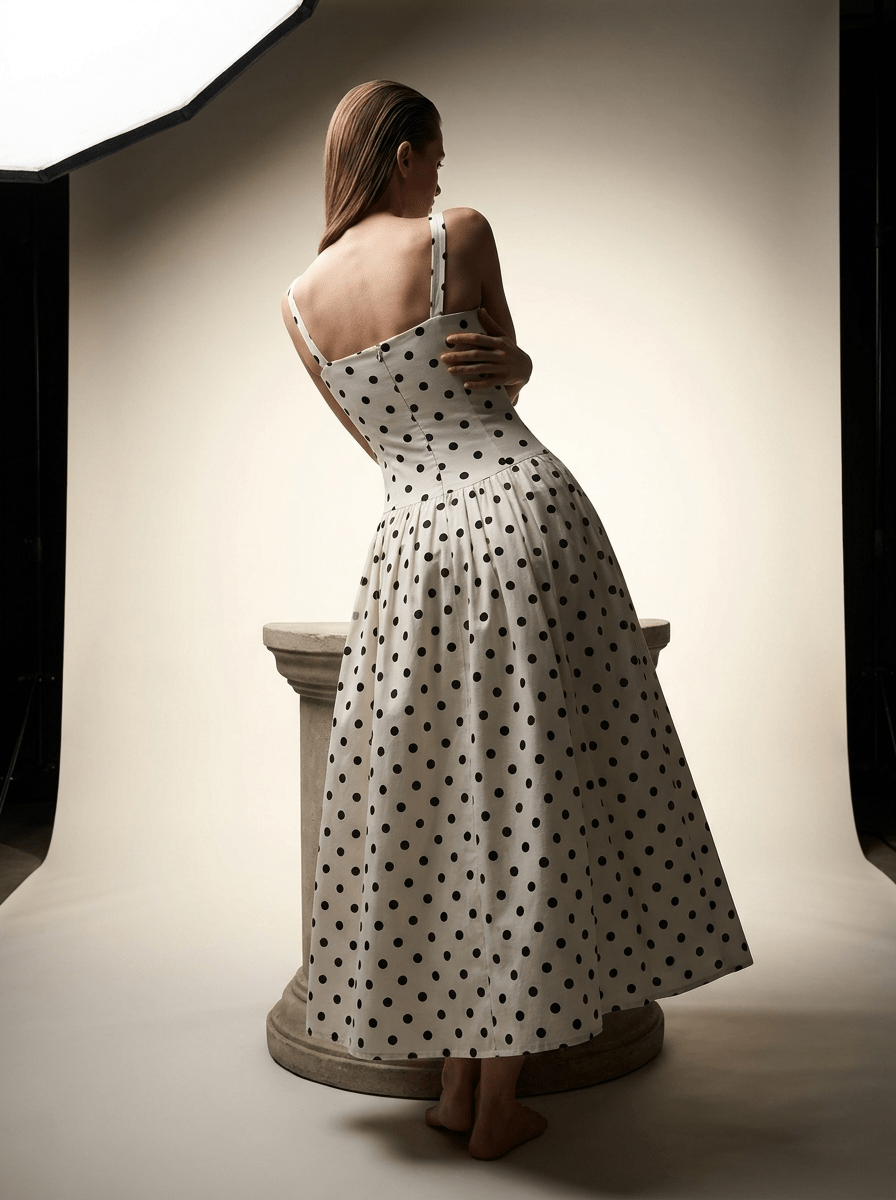 Polka Dot Square Neck Maxi Dress Women Side Slit Sleeveless ?? Kharites Shop - Image 4