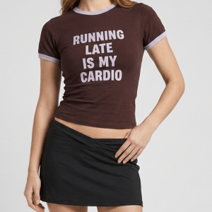 Slogan Graphic Tee Women Round Neck Short Sleeve Casual Everyday Top ?? Kharites Shop