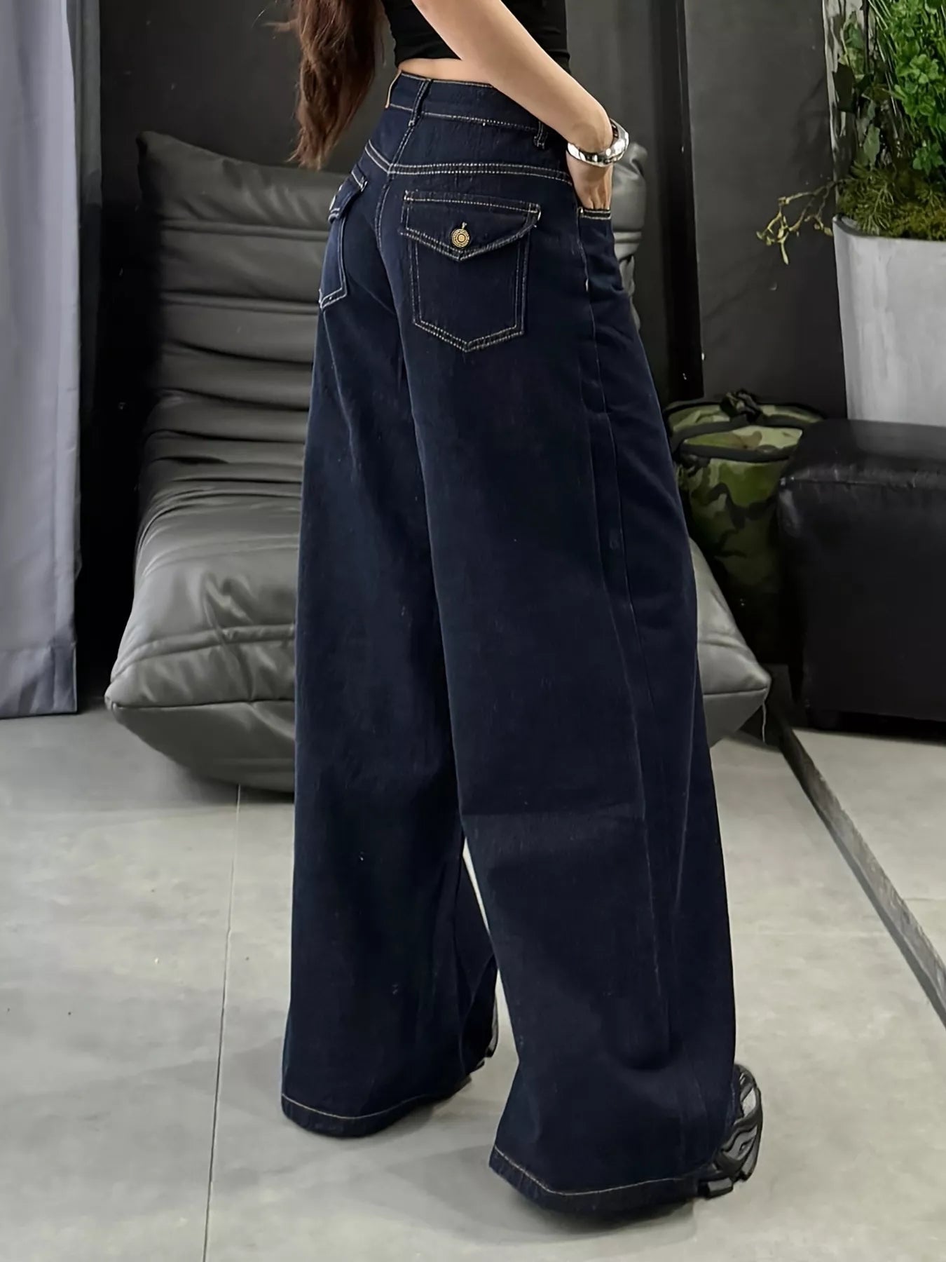 Wide Leg Jeans Women High Waisted Denim Trousers With Pockets ?? Kharites Shop - Image 8