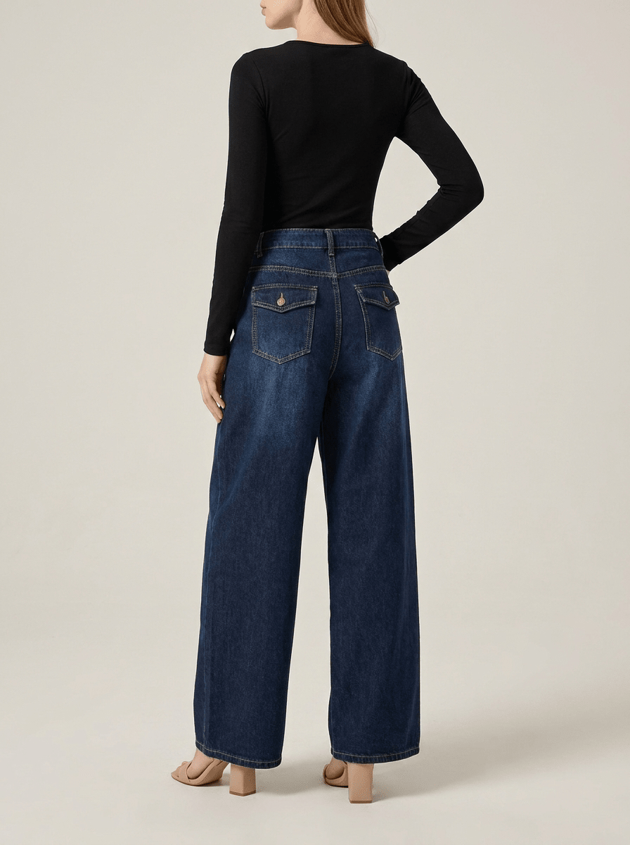 Wide Leg Jeans Women High Waisted Denim Trousers With Pockets ?? Kharites Shop - Image 3