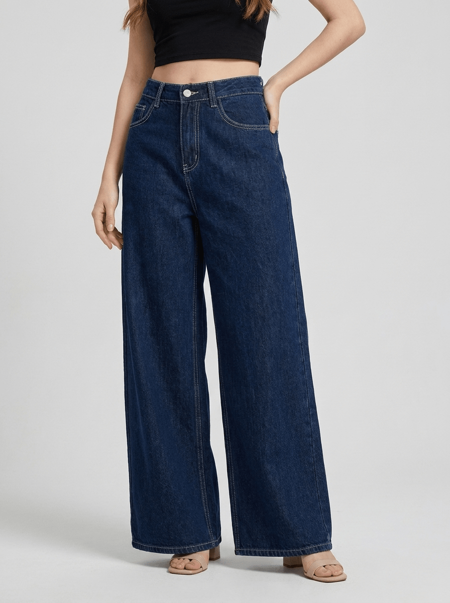 Wide Leg Jeans Women High Waisted Denim Trousers With Pockets ?? Kharites Shop
