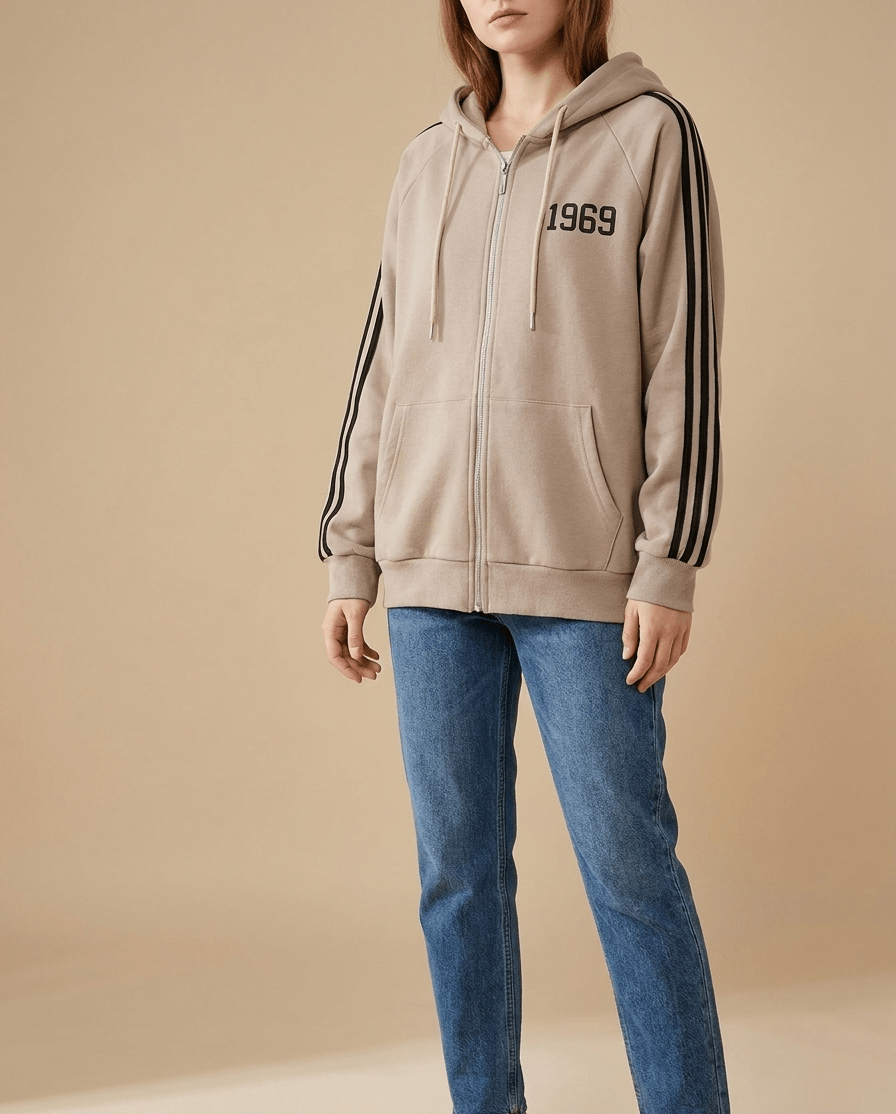 Zip Up Hoodie Women Striped Sleeve Drawstring Casual Jacket With Pockets ?? Kharites Shop - Image 6