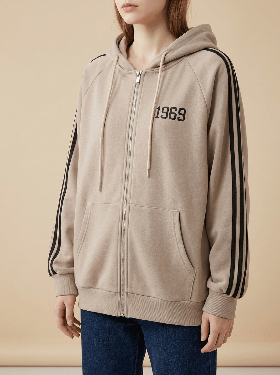 Zip Up Hoodie Women Striped Sleeve Drawstring Casual Jacket With Pockets ?? Kharites Shop - Image 4