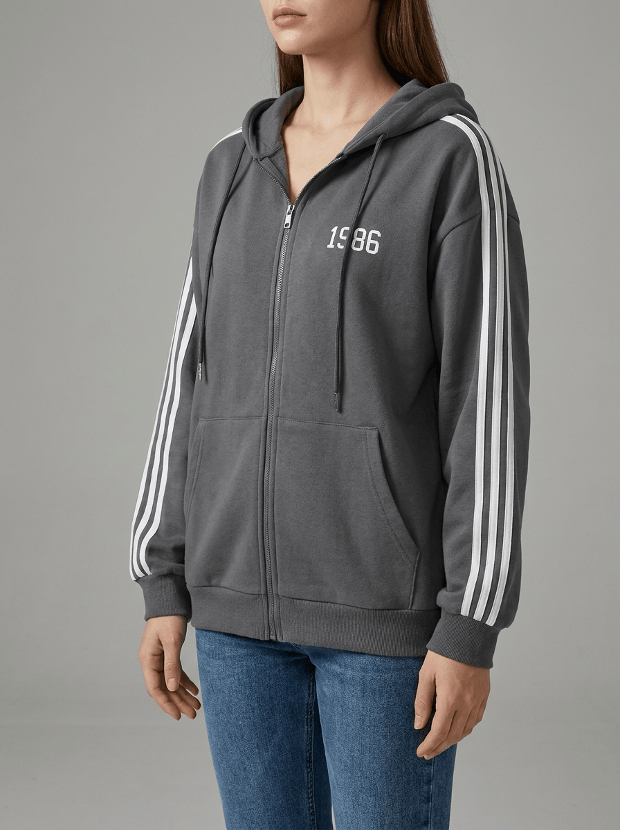 Zip Up Hoodie Women Striped Sleeve Drawstring Casual Jacket With Pockets ?? Kharites Shop - Image 3